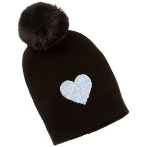 Surell Accessories Girls  Sequin Appliques Beanie, Black